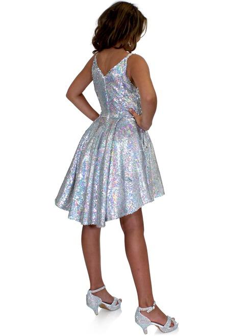Marc Defang 5013 Size 8 Silver Short Sequin Fun Fashion Girls Pageant Dress Interview - Image 6