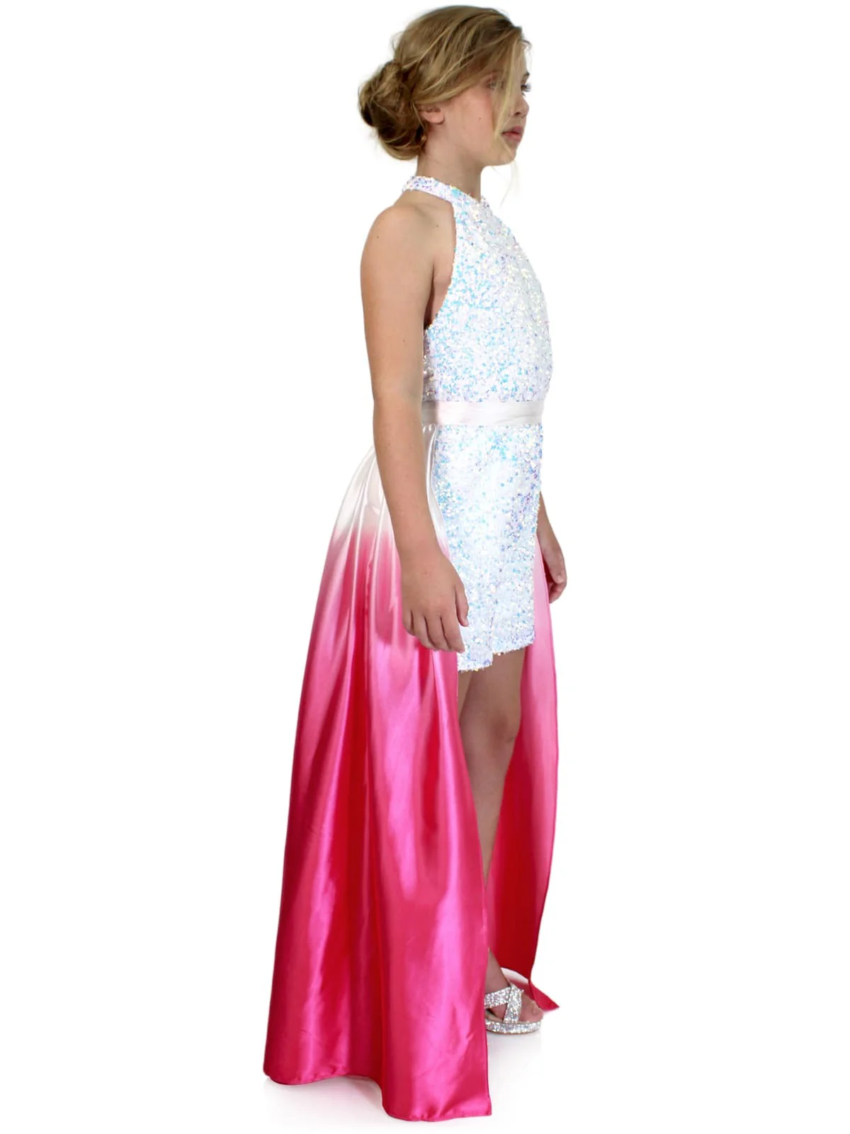 Marc Defang 5033 Size 6, 12 Hot Pink Short Girls Velvet sequin Pageant Romper fun fashion Formal Wear Pockets - Image 13