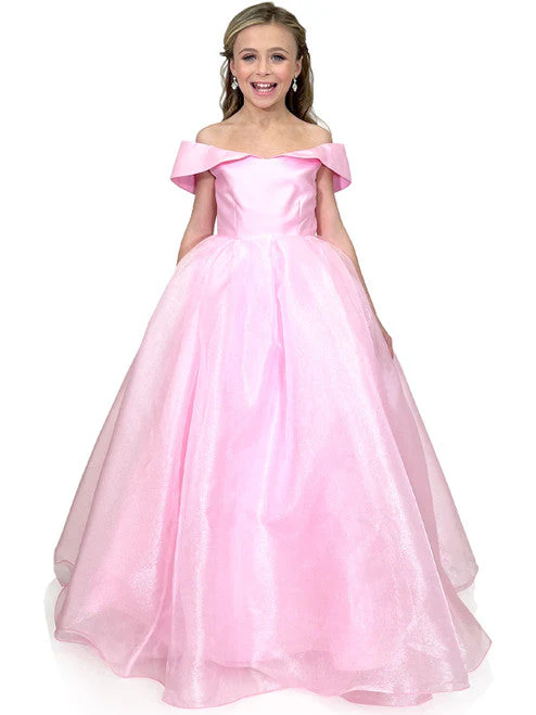 Marc Defang 5059 Size 14 Light Blue Girls Long off the shoulder A line Ballgown Princess Pageant Formal Wear - Image 6