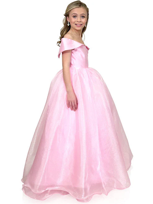 Marc Defang 5059 Size 14 Light Blue Girls Long off the shoulder A line Ballgown Princess Pageant Formal Wear - Image 8