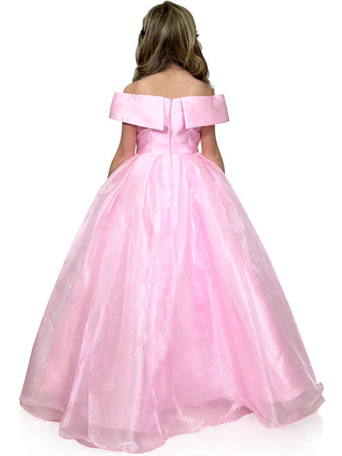 Marc Defang 5059 Size 14 Light Blue Girls Long off the shoulder A line Ballgown Princess Pageant Formal Wear - Image 9