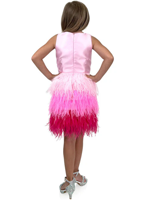 Marc Defang 5118 Girls Short Feather Ombre Pageant Dress Pink Formal Kids Fun Fashion - Image 7