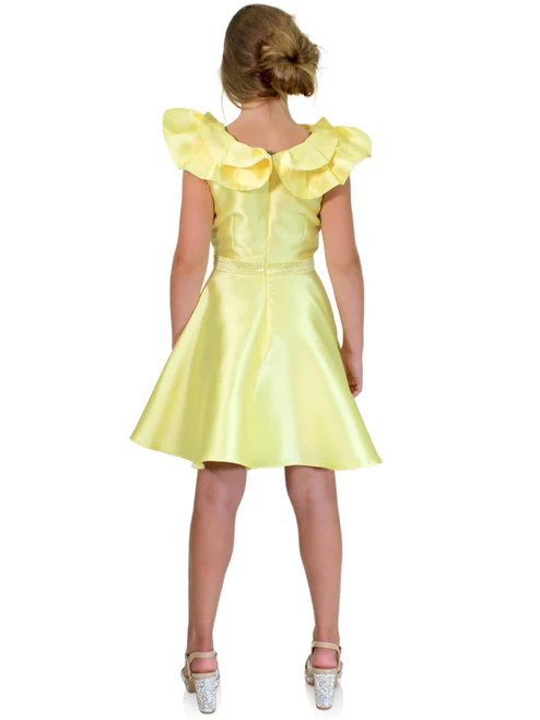 Marc Defang 6013K Size 2 Yellow Short A Line Girls Formal Cocktail Pageant Dress Ruffle Bow Pockets - Image 7