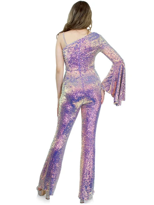 Marc Defang 8004 Sequin Bell Sleeve Pageant Jumpsuit Overskirt Fun Fashion - Image 10