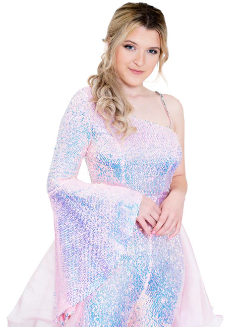 Marc Defang 8004 Sequin Bell Sleeve Pageant Jumpsuit Overskirt Fun Fashion - Image 21