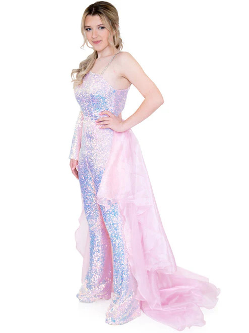 Marc Defang 8004 Sequin Bell Sleeve Pageant Jumpsuit Overskirt Fun Fashion - Image 22