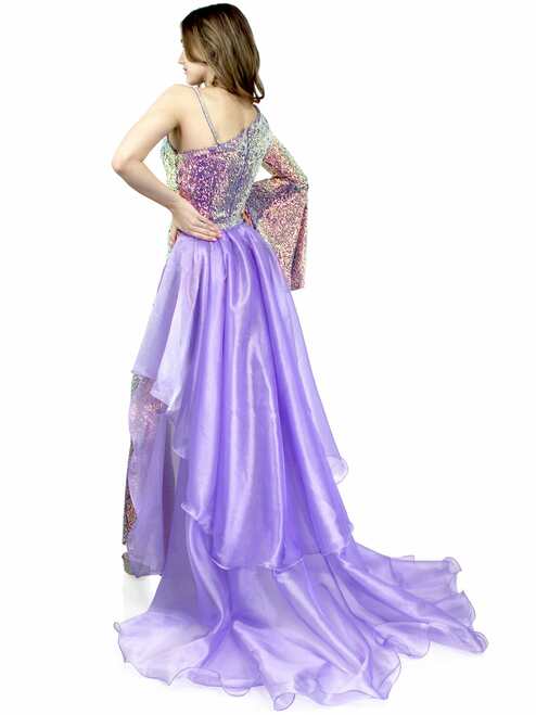 Marc Defang 8004 Sequin Bell Sleeve Pageant Jumpsuit Overskirt Fun Fashion - Image 8