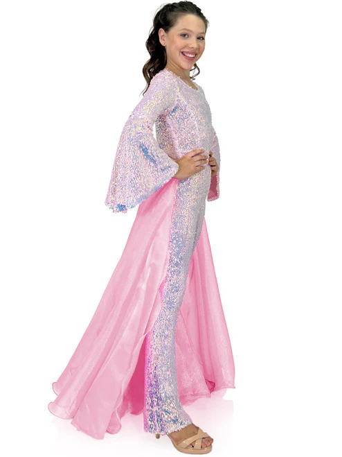Marc Defang 8004k Girls Sequin Bell Sleeve Pageant Jumpsuit Overskirt Fun Fashion - Image 12