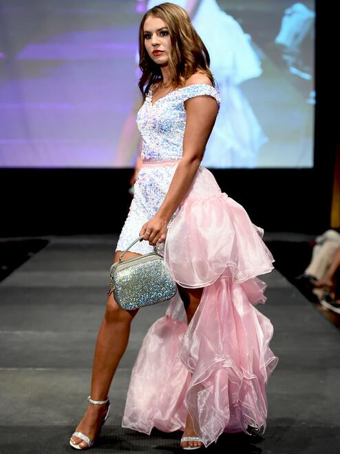 Marc Defang 8047 Short Sequin Romper Pageant Fun Fashion off the Shoulder - Image 5