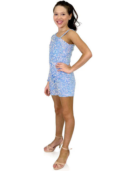 Marc Defang 8048K Girls Pageant Romper Velvet Sequined One Shoulder Long Sleeve Fun Fashion - Image 18