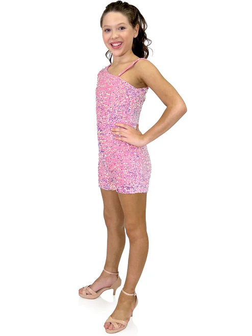 Marc Defang 8048K Girls Pageant Romper Velvet Sequined One Shoulder Long Sleeve Fun Fashion - Image 20