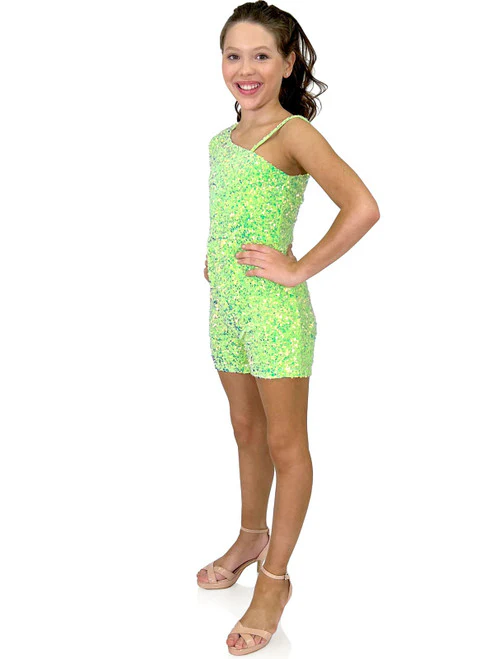 Marc Defang 8048K Girls Pageant Romper Velvet Sequined One Shoulder Long Sleeve Fun Fashion - Image 24