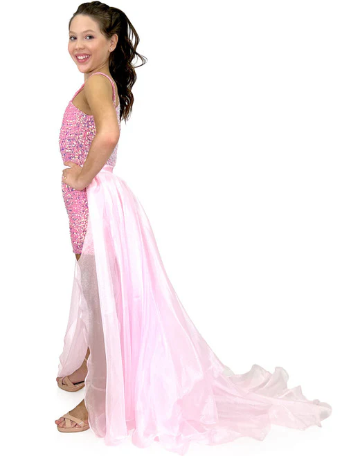 Marc Defang 8048K Girls Pageant Romper Velvet Sequined One Shoulder Long Sleeve Fun Fashion - Image 26