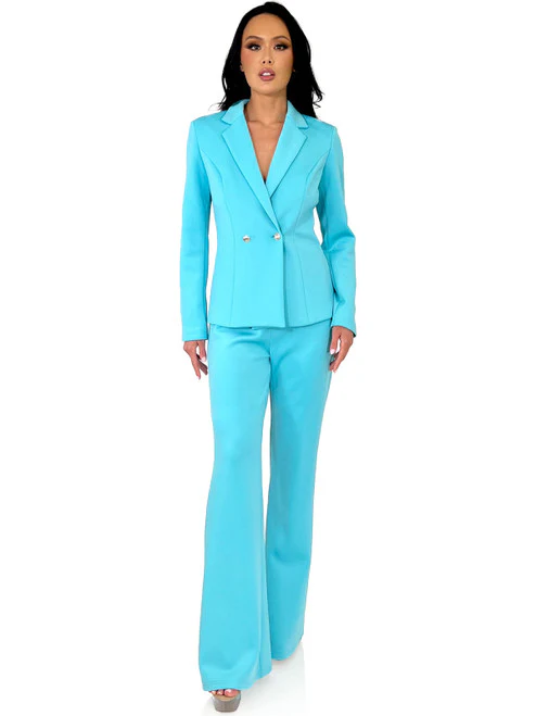 Marc Defang 8124 Scuba Pageant Jumpsuit Formal Interview Pant Suit Blazer Button - Image 7