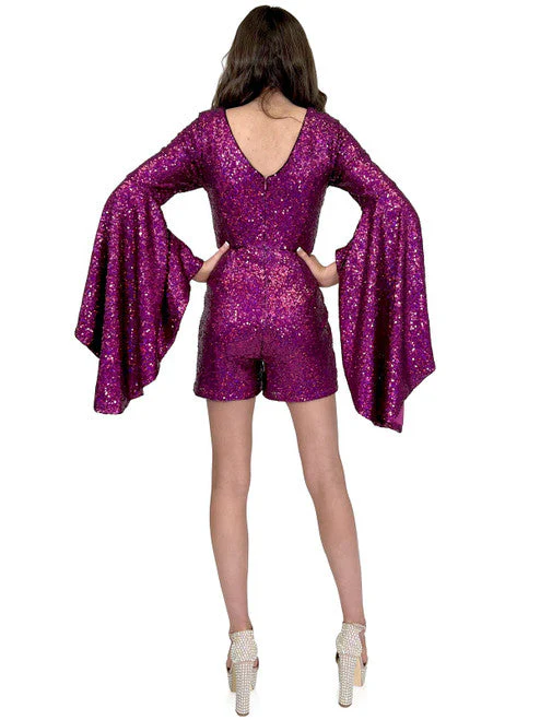 Marc Defang 8219 Size 10 blue Sequin Long Bell Sleeve Pageant Romper Pageant Fun Fashion Formal - Image 5
