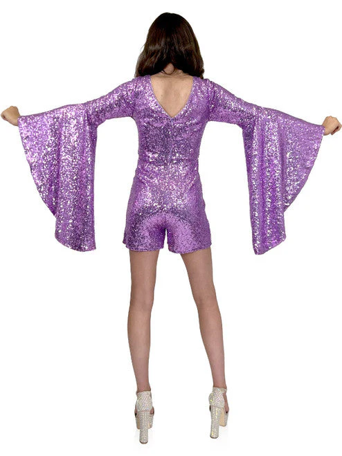 Marc Defang 8219 Size 10 blue Sequin Long Bell Sleeve Pageant Romper Pageant Fun Fashion Formal - Image 6