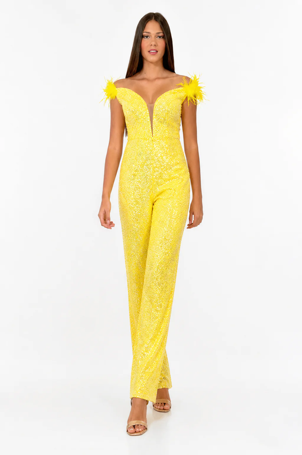 Marc Defang 8252 Size 4 Yellow Sequin Pageant Romper Fun Fashion