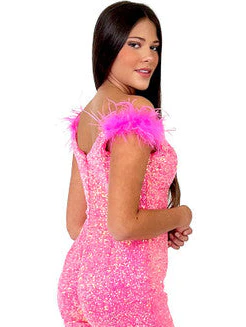 Marc Defang 8252 Size 8 PINK Sequin Pageant Romper Fun Fashion - Image 2
