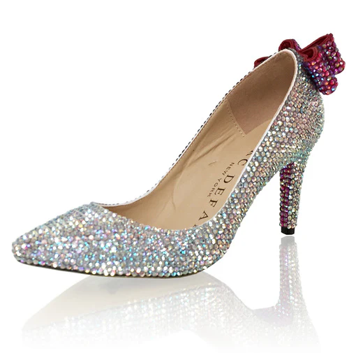 Marc Defang ERICA AB Crystal Pointed Pageant Heels Prom Shoes Bow - Image 4