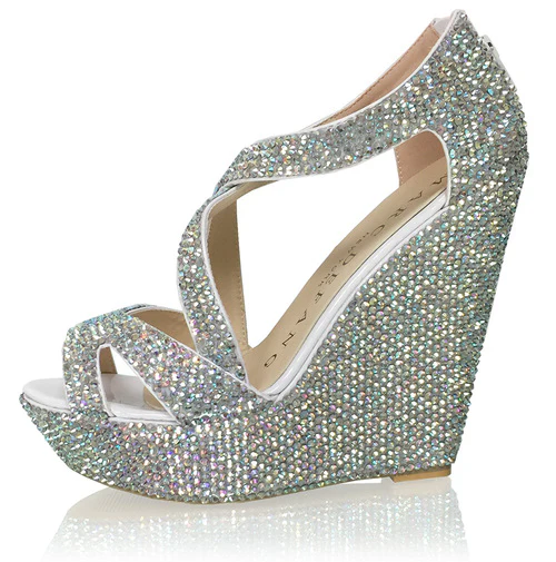 Marc Defang AUTUMN AB CRYSTAL Platform Pageant Wedge Heel Prom Shoes - Image 2