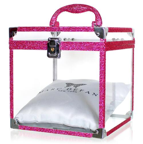Marc Defang Crystal Crown Sash Storage Box Pageant Rhinestone Accented Pillow