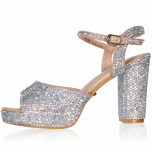 Marc Defang GIAVANNA AB CRYSTALS Platform Pageant Heels Prom Shoes Block - Image 2