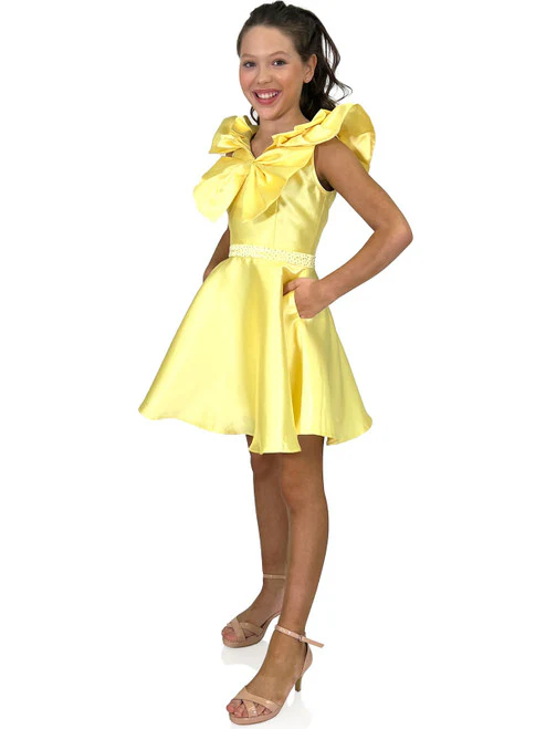 Marc Defang K6013 Short A Line Girls Pageant Cocktail Dress Interview Bow Pockets Formal - Image 24