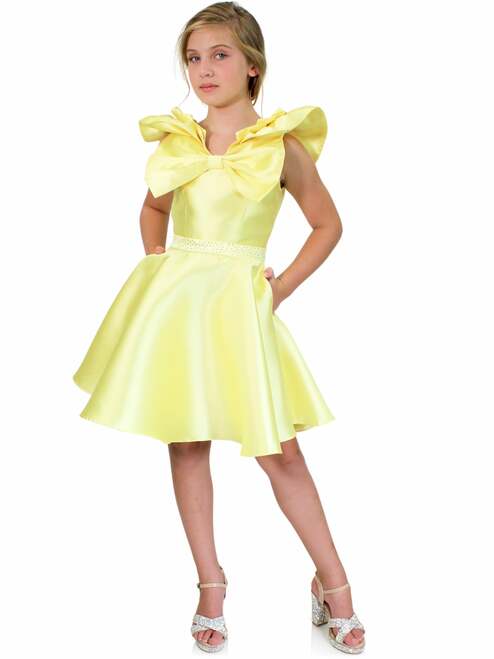 Marc Defang K6013 Short A Line Girls Pageant Cocktail Dress Interview Bow Pockets Formal - Image 4