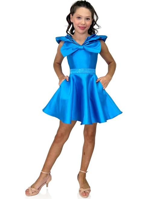 Marc Defang K6013 Short A Line Girls Pageant Cocktail Dress Interview Bow Pockets Formal - Image 5