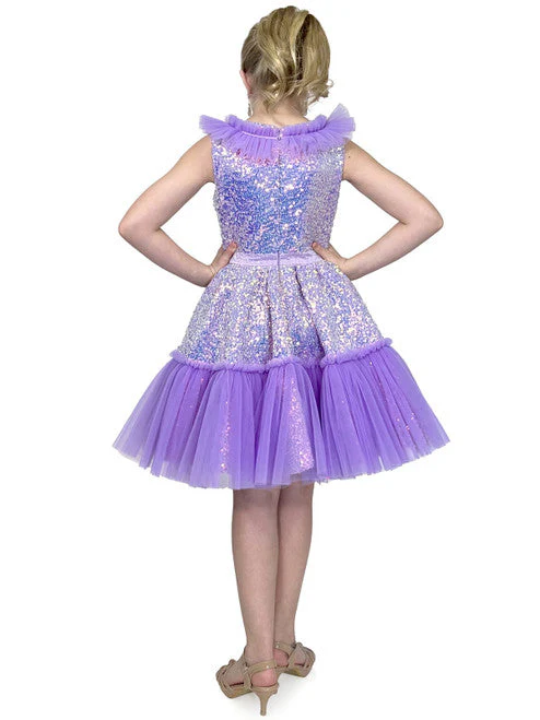 Marc Defang Kids 5111 Short Sequin Tulle Pleated Ruffle Cocktail Dress Pageant layered - Image 8