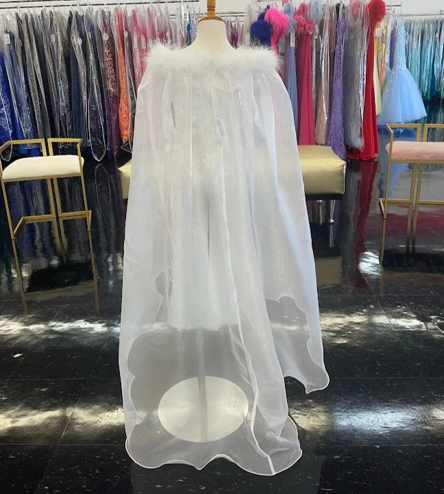 Marc Defang KIDS 8099K Pageant Jumpsuit sequins off the shoulder straps cape and feathers - Image 12