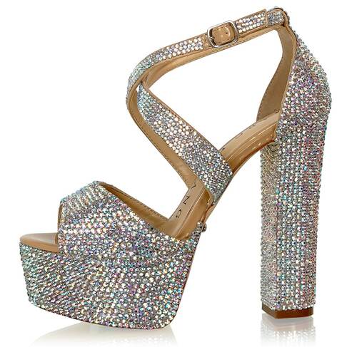 Marc Defang LEANNA 6" Platform Pageant Heels Prom Shoes AB Crystal - Image 2