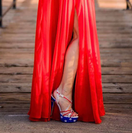 Marc Defang Marc Tops USA Size 7 Red White & Blue Crystal Pageant Heels Shoes - Image 3