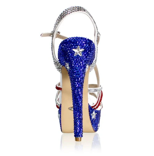 Marc Defang Marc Tops USA Size 7 Red White & Blue Crystal Pageant Heels Shoes - Image 8