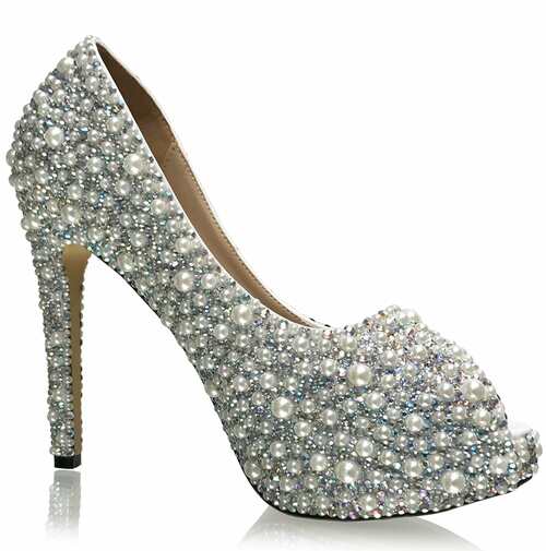 Marc Defang MELLIE Pearl AB CRYSTAL Peep Toe Pump Pageant Bridal Prom - Image 2
