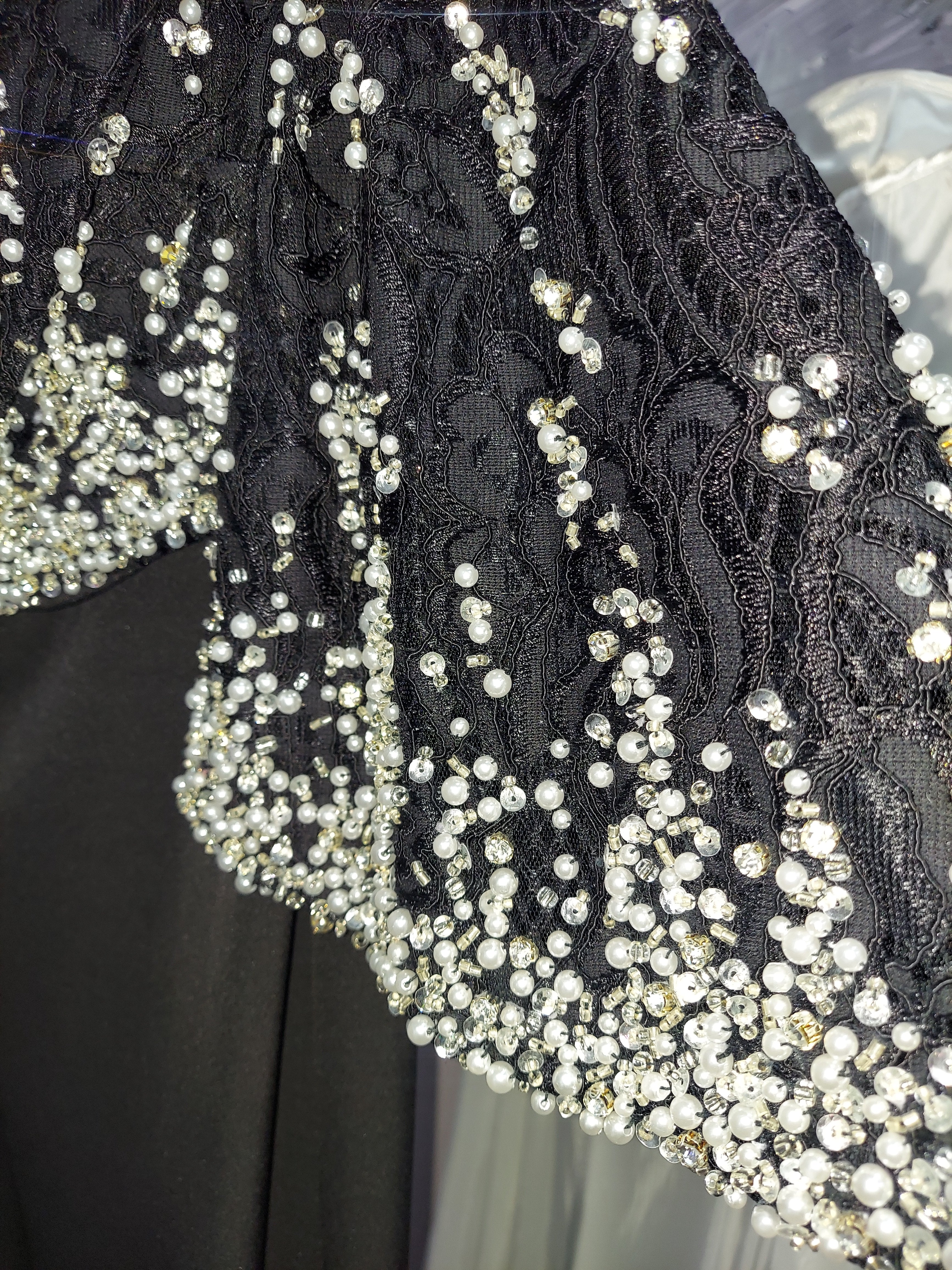 Nina Canacci 1354 Size 6 Two Piece Formal Dress Lace Drape Sleeves Pearl - Image 4