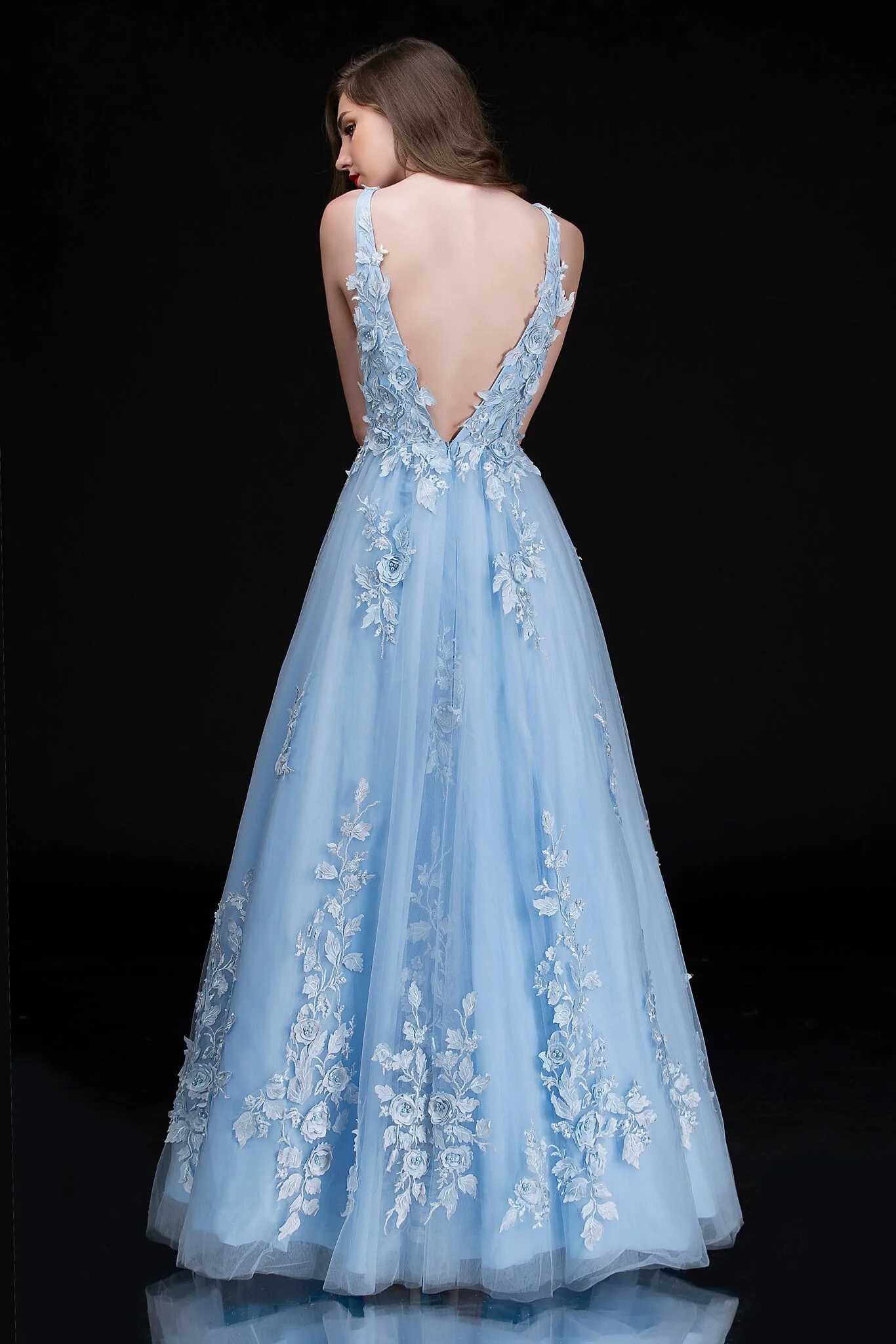 Nina Canacci 1495 size 12 Ivory Floral Embellished Wedding Dress A Line Applique - Image 5
