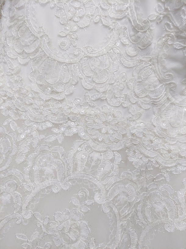 Nina Canacci 1508 Size 8 White Long Lace Wedding Dress V Neck Bridal Gown Tulle - Image 5