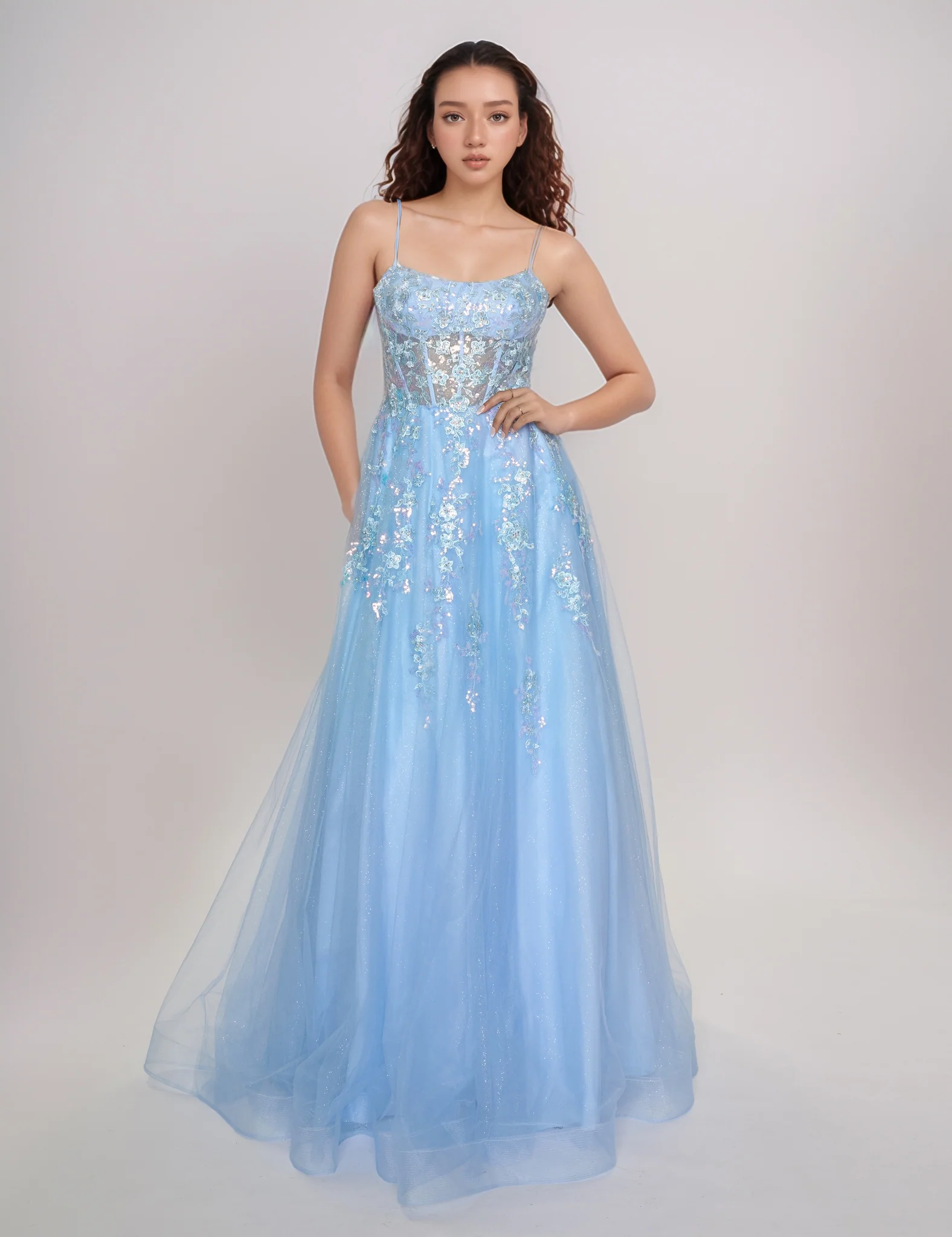 Nina Canacci 1587 Sheer Corset Prom Dress A Line Sequin Scoop neck formal ballgown - Image 3