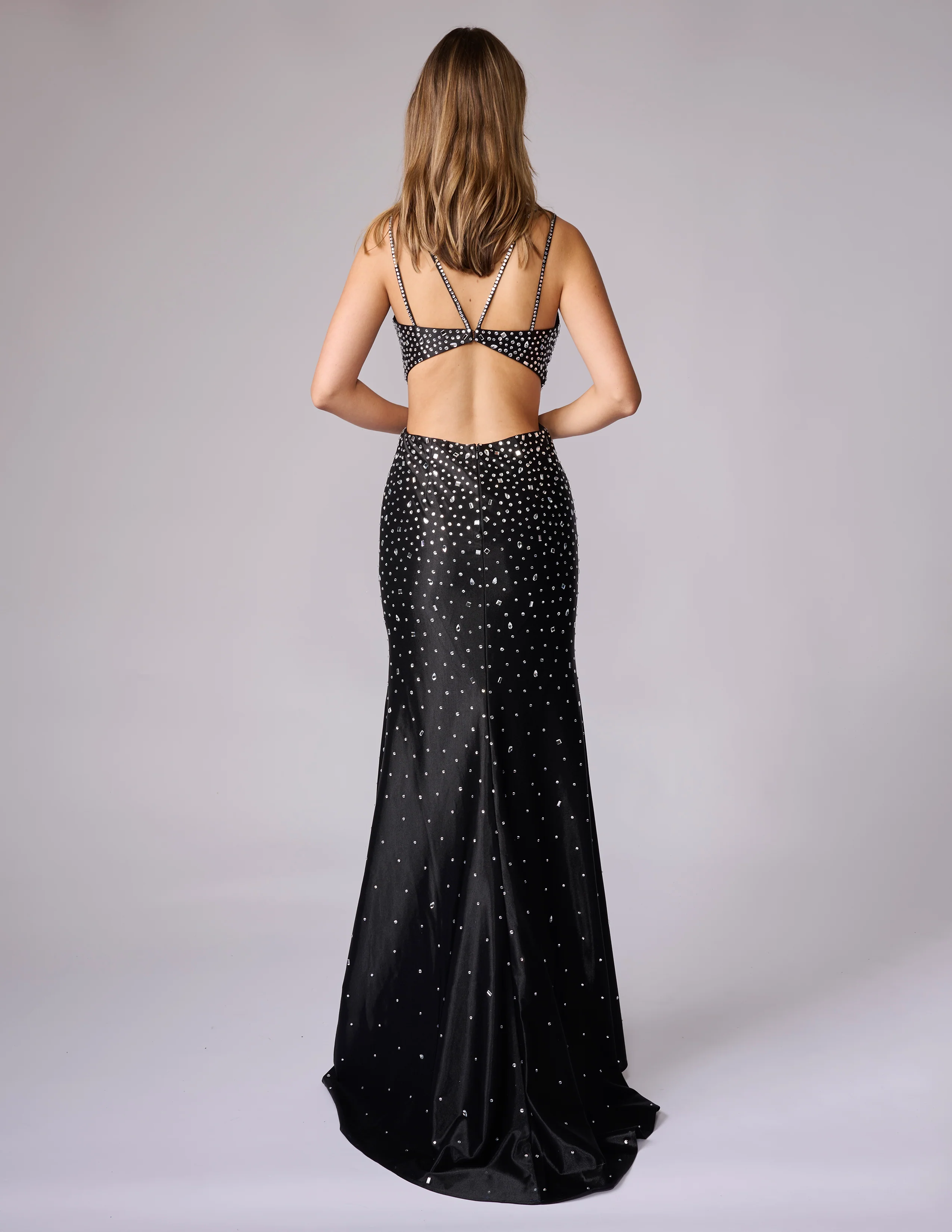 Nina Canacci 1611 Cut Glass Mirror Prom Dress Backless Mermaid Formal Gown - Image 3