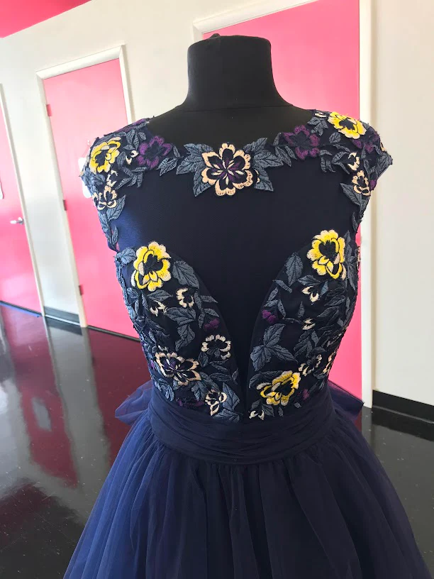 Nina Canacci 2145 Size 4 Navy Tulle A Line Ballgown Lace Sheer Formal Prom Dress Gown - Image 6