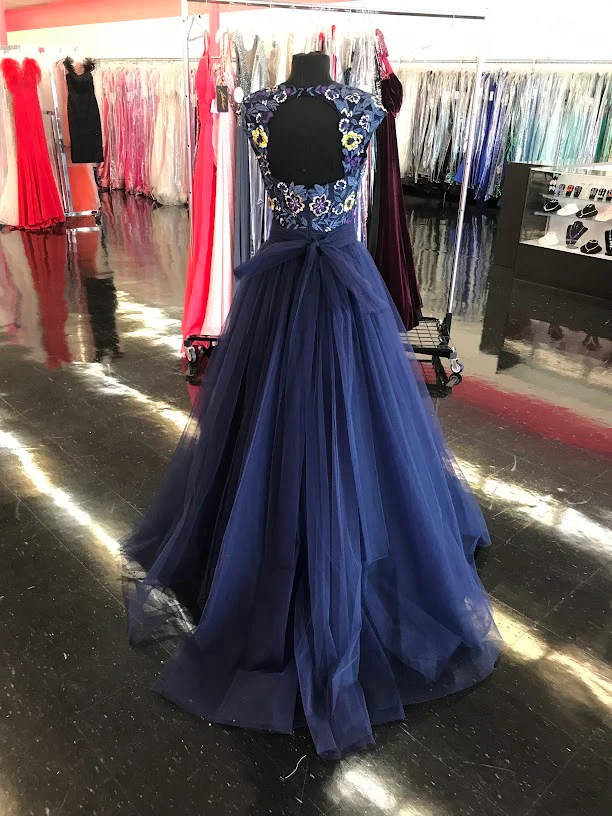 Nina Canacci 2145 Size 4 Navy Tulle A Line Ballgown Lace Sheer Formal Prom Dress Gown - Image 7