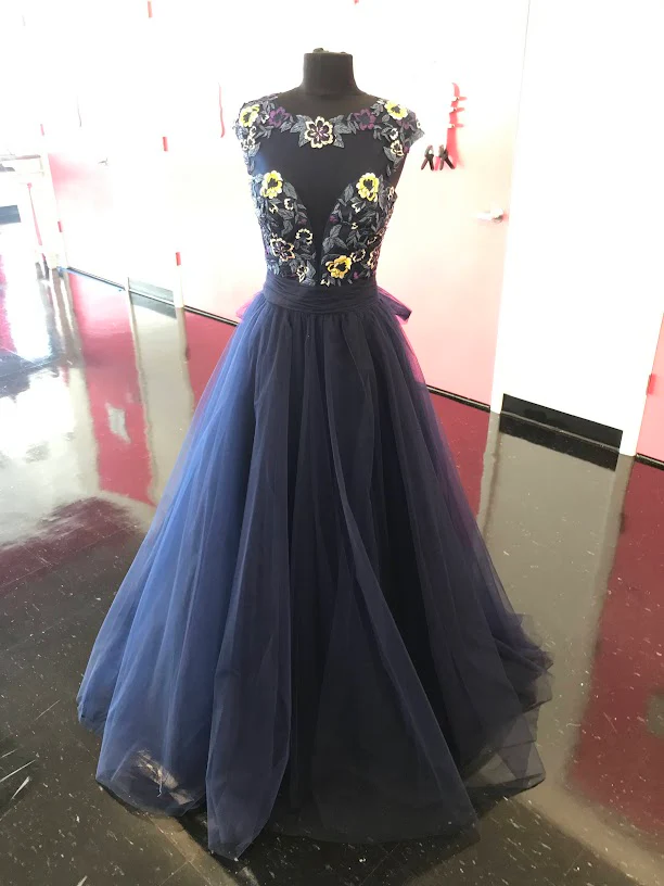 Nina Canacci 2145 Size 4 Navy Tulle A Line Ballgown Lace Sheer Formal Prom Dress Gown - Image 8