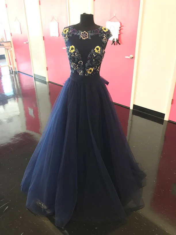 Nina Canacci 2145 Size 4 Navy Tulle A Line Ballgown Lace Sheer Formal Prom Dress Gown - Image 9