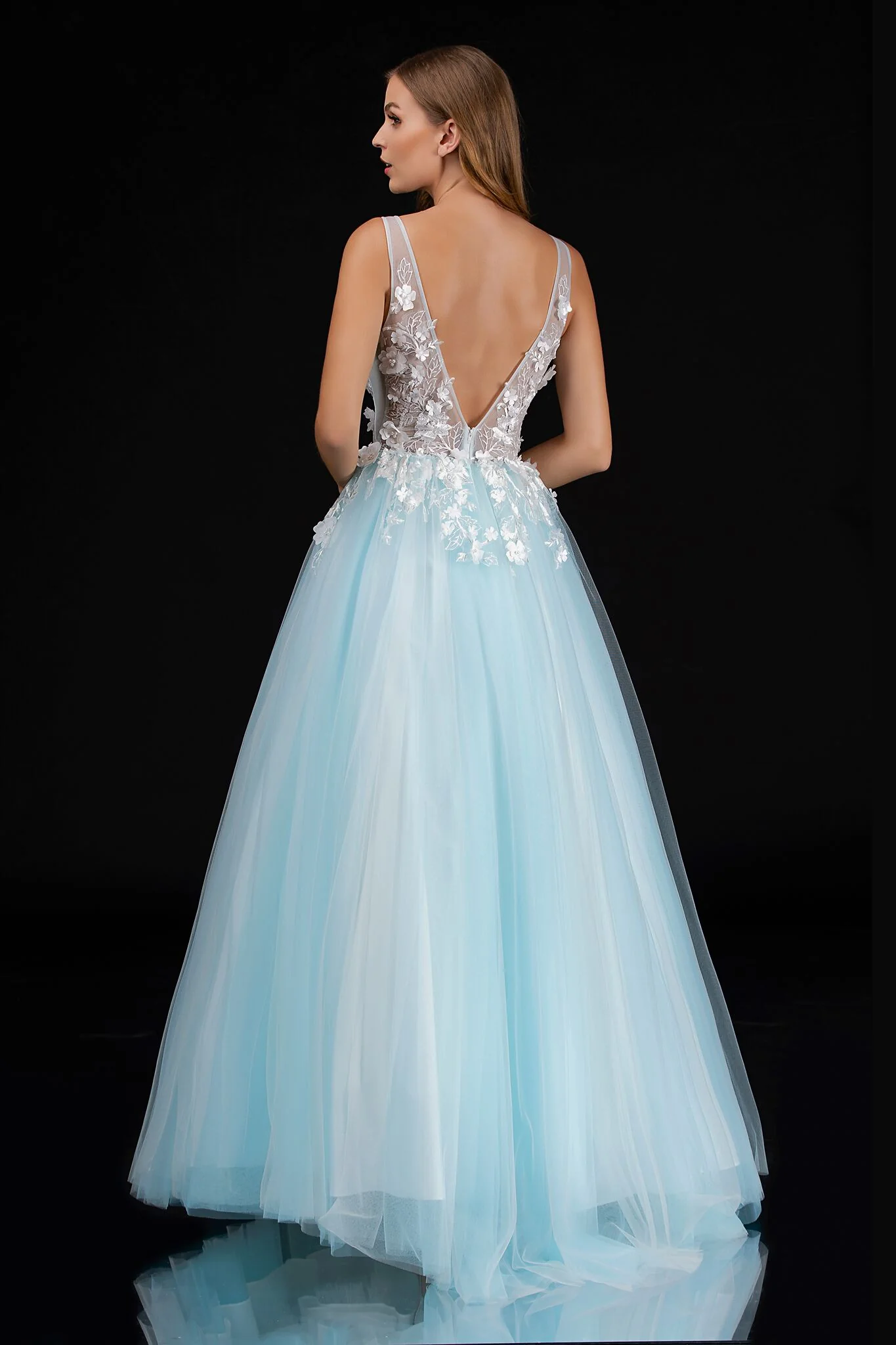 Nina Canacci 2256 Size 4 Pink Sheer Floral Prom Dress Applique Tulle Ballgown V Neck - Image 7