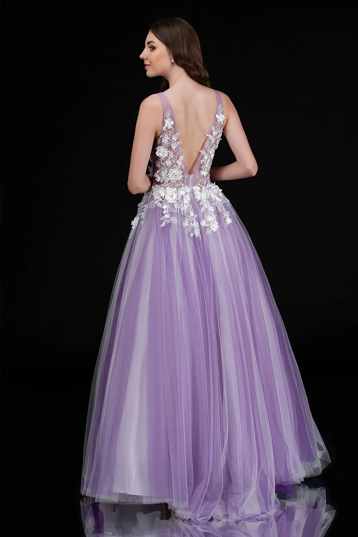 Nina Canacci 2256 Size 4 Pink Sheer Floral Prom Dress Applique Tulle Ballgown V Neck - Image 9