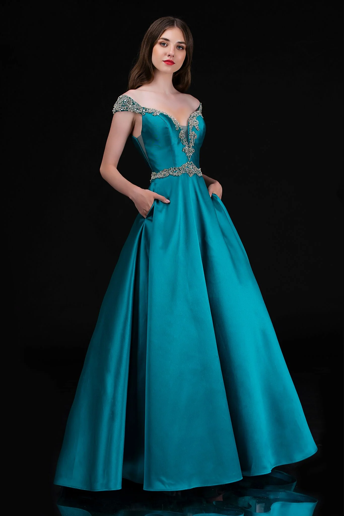 Nina Canacci 2265 Size 4 Fuchsia Crystal Off the Shoulder Prom Dress V Neck Ball Gown - Image 7