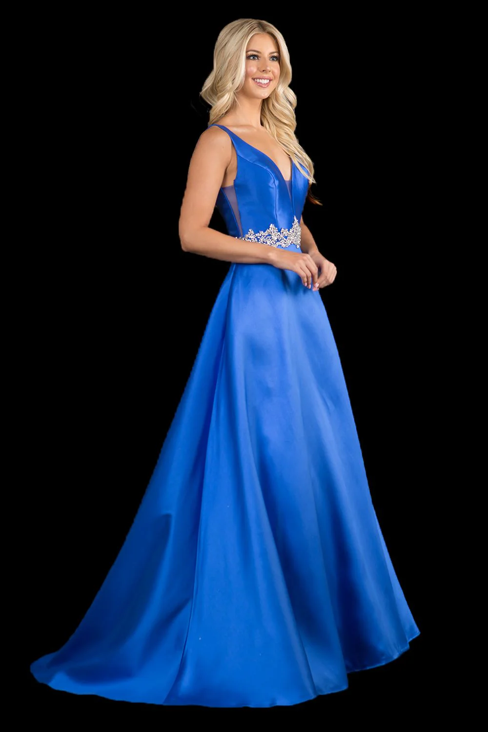 Nina Canacci 2297 Size 6 Royal plunging neckline A line prom dress formal evening gown - Image 3