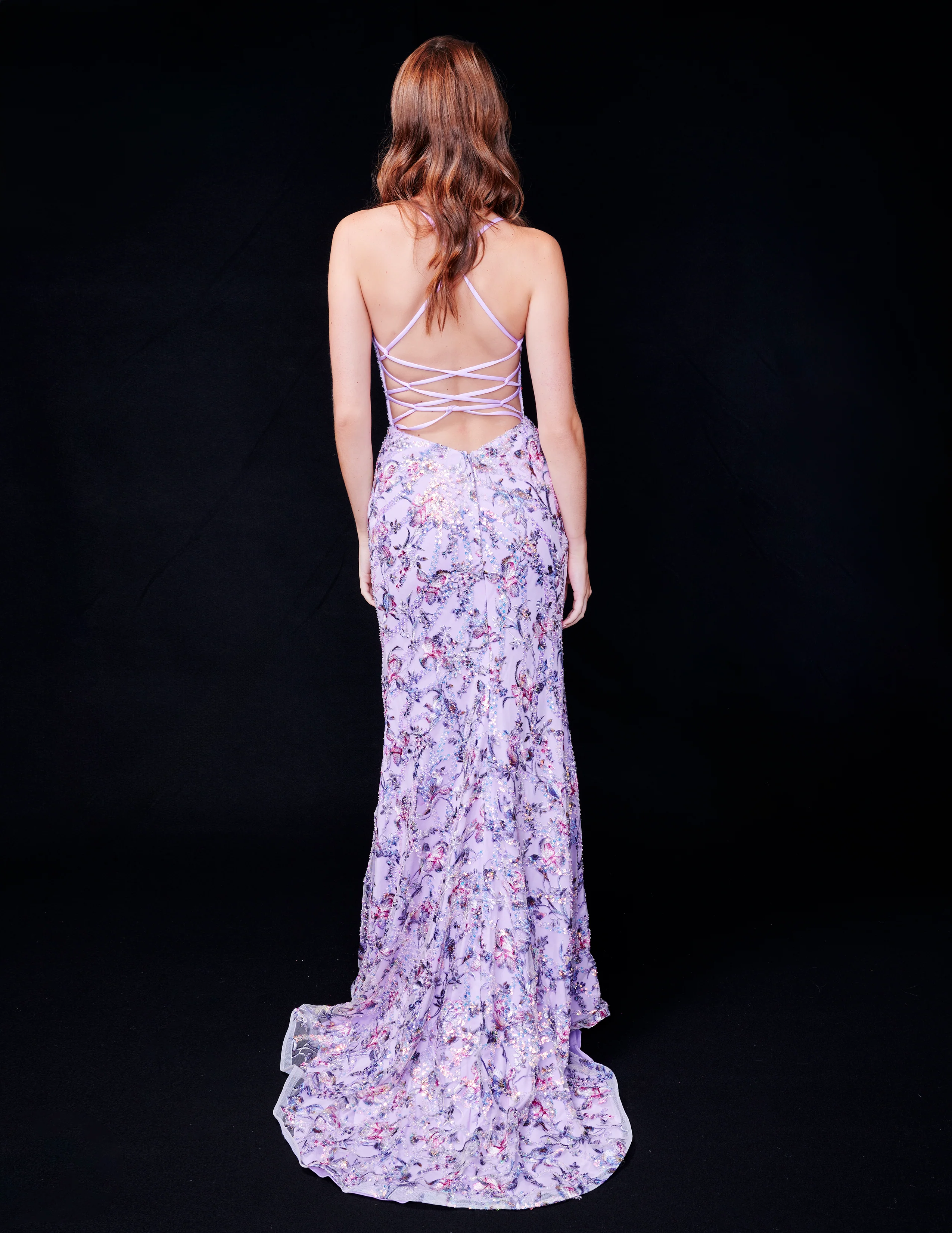 Nina Canacci 2372 Beaded Formal Dress Backless Corset Sequin Gown V Neck Slit Fitted - Image 5