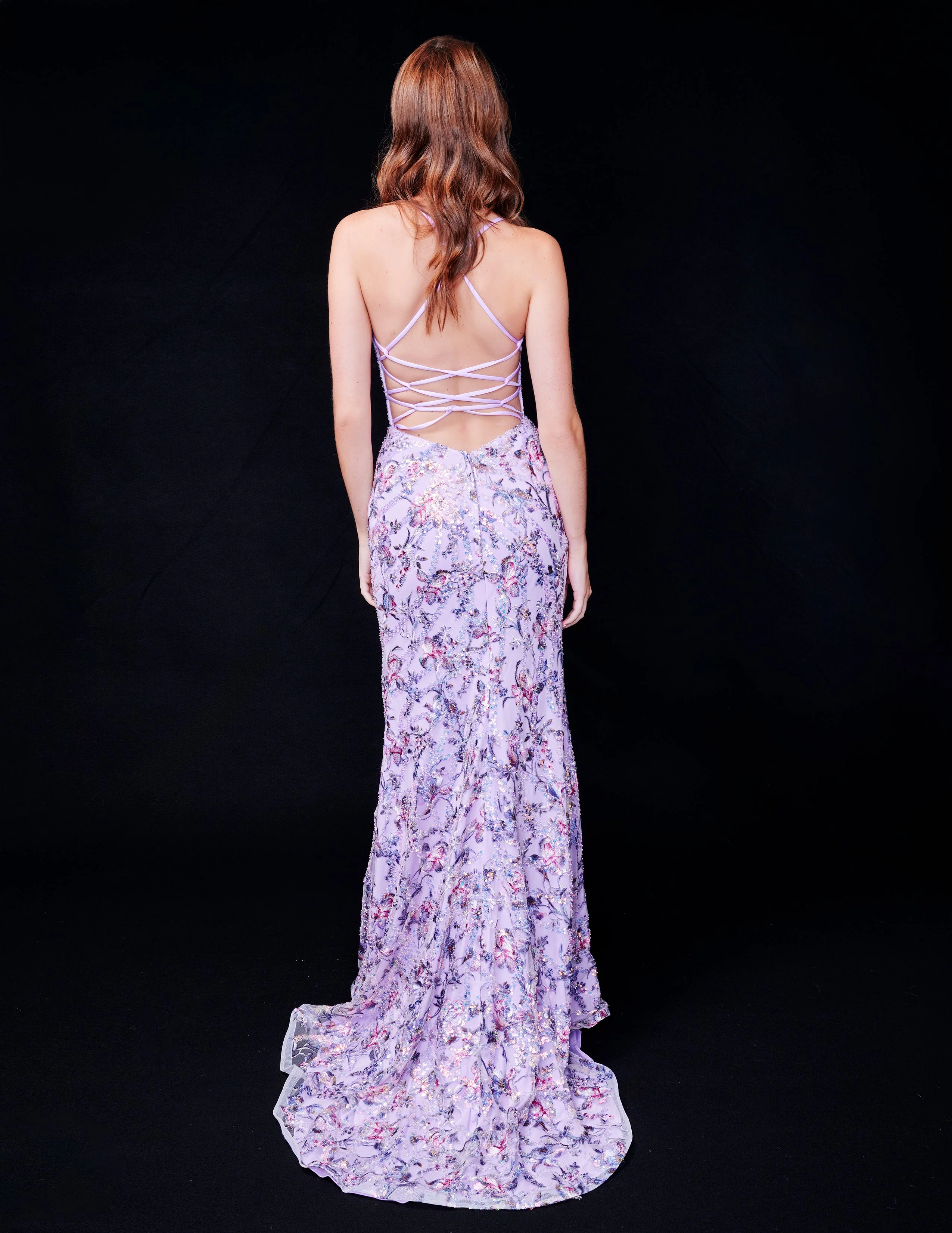 Nina Canacci 2372 Size 4 Nude Beaded Formal Dress Backless Corset Sequin Gown V Neck Slit Fitted - Image 5
